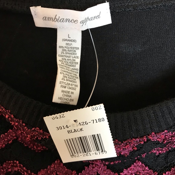 NWT Pink Black Lace Panel Lightweight Crop Sweater Chevron Print - Picture 11 of 14